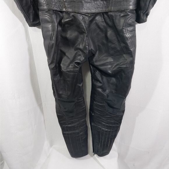 TOP GEAR BY 4 STAR! 100% FINE BLACK GENUINE LEATHER RACING SUIT, ARMORED! SZ L - Picture 9 of 16